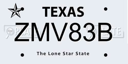 ZMV83B Texas License Plate