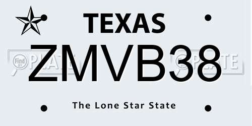 ZMVB38 Texas License Plate