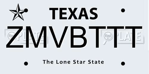 ZMVBTTT Texas License Plate