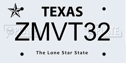 ZMVT32 Texas License Plate