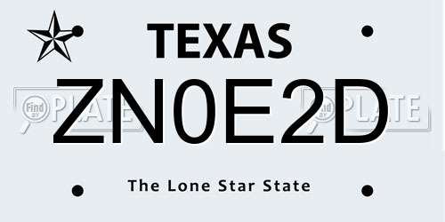 ZN0E2D Texas License Plate