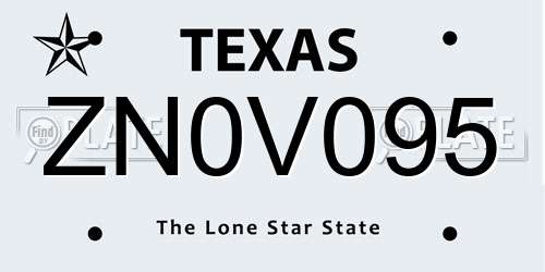ZN0V095 Texas License Plate