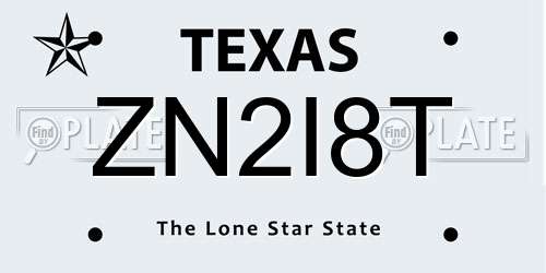 ZN2I8T Texas License Plate