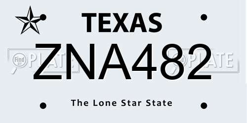ZNA482 Texas License Plate
