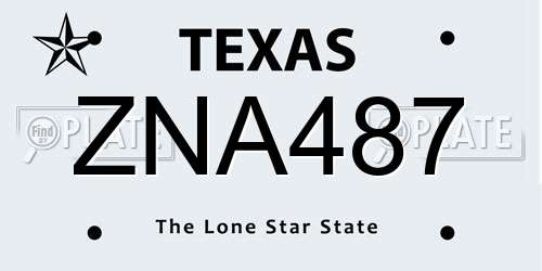 ZNA487 Texas License Plate