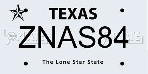 ZNAS84 Texas License Plate