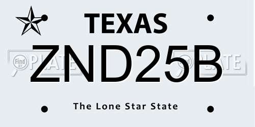 ZND25B Texas License Plate