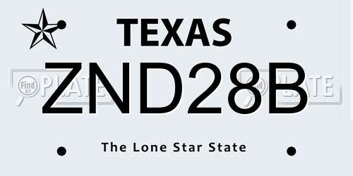 ZND28B Texas License Plate