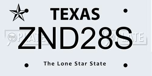 ZND28S Texas License Plate