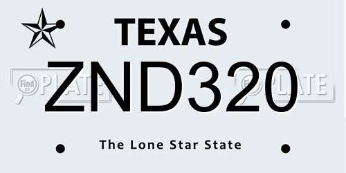 ZND320 Texas License Plate