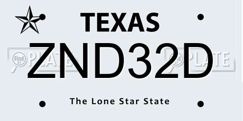 ZND32D Texas License Plate