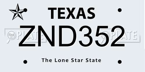 ZND352 Texas License Plate