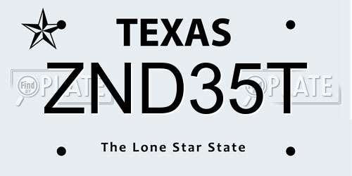 ZND35T Texas License Plate