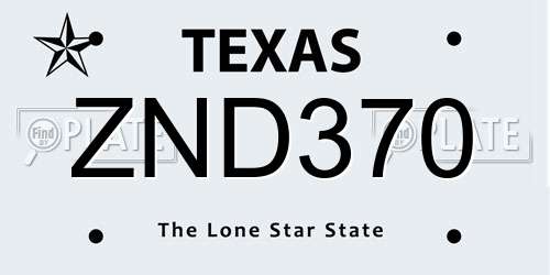 ZND370 Texas License Plate