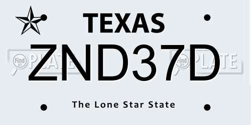ZND37D Texas License Plate