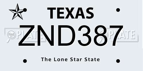 ZND387 Texas License Plate