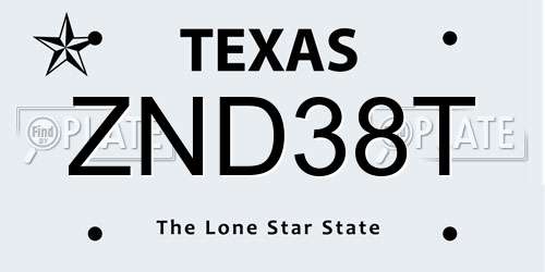 ZND38T Texas License Plate