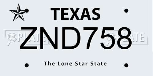 ZND758 Texas License Plate