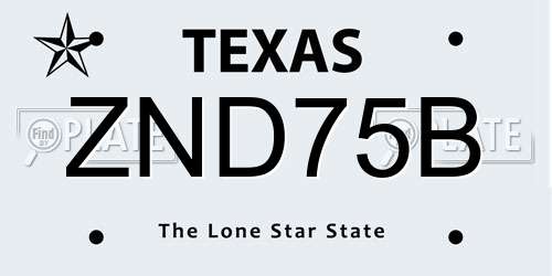 ZND75B Texas License Plate