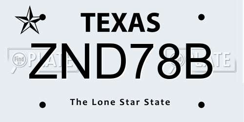 ZND78B Texas License Plate