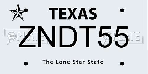 ZNDT55 Texas License Plate
