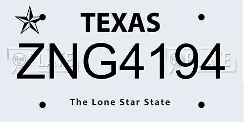 ZNG4194 Texas License Plate