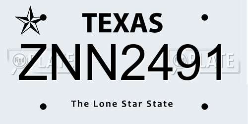 ZNN2491 Texas License Plate