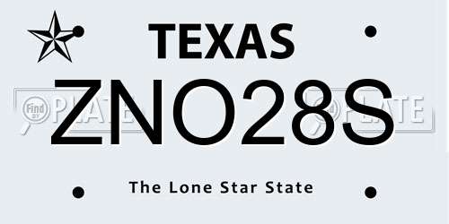 ZNO28S Texas License Plate