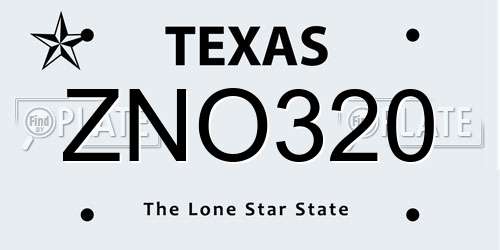 ZNO320 Texas License Plate