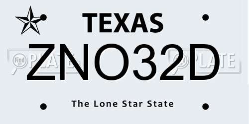 ZNO32D Texas License Plate