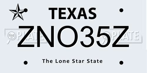 ZNO35Z Texas License Plate