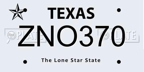 ZNO370 Texas License Plate