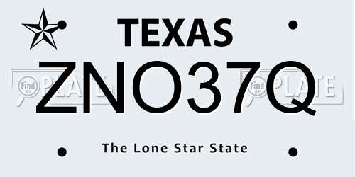 ZNO37Q Texas License Plate