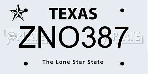 ZNO387 Texas License Plate