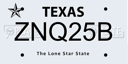 ZNQ25B Texas License Plate