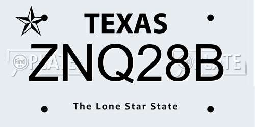 ZNQ28B Texas License Plate