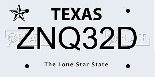 ZNQ32D Texas License Plate