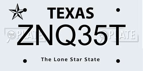 ZNQ35T Texas License Plate