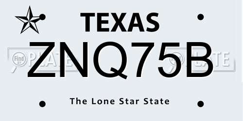 ZNQ75B Texas License Plate