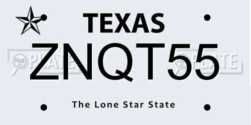 ZNQT55 Texas License Plate