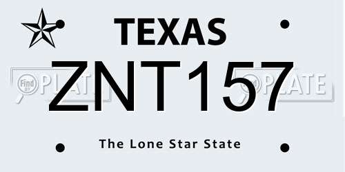 ZNT157 Texas License Plate