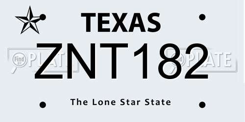 ZNT182 Texas License Plate