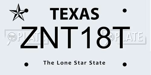 ZNT18T Texas License Plate