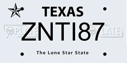 ZNTI87 Texas License Plate