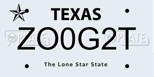 ZO0G2T Texas License Plate