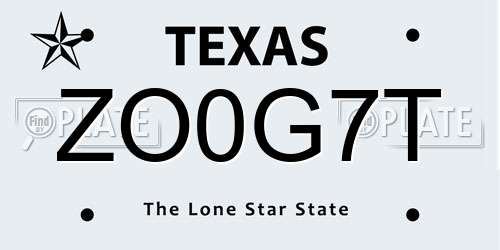 ZO0G7T Texas License Plate