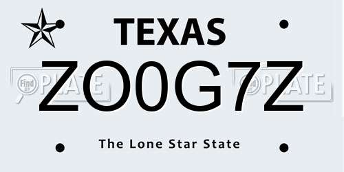 ZO0G7Z Texas License Plate