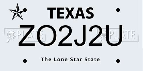 ZO2J2U Texas License Plate
