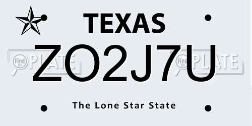 ZO2J7U Texas License Plate