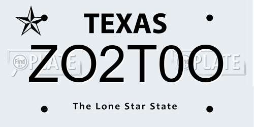 ZO2T0O Texas License Plate